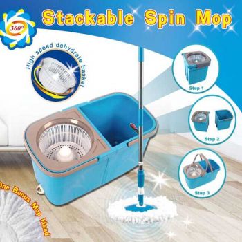 Split Bucket 360 Rotating Magic Spin Mop with 2 Mop Heads